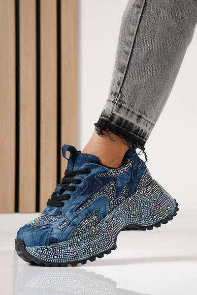 Zaira Women's navy blue textile sneakers Evelin #24088 - 40