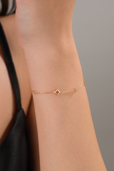 Zeynepli gold & jewelry 14 AYAR ALTIN ZARİF MİNELİ YONCA BİLEKLİKLER