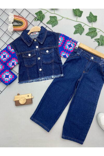 JELİBOOM KOL ÖRGÜ DETAYLI KIZ ÇOCUK TAKIM