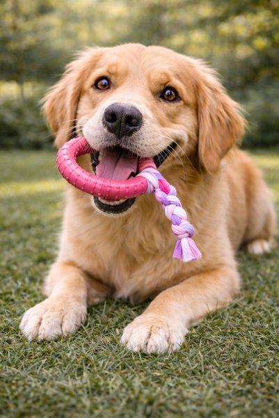 Arvital Dog Teether Durable Chewing and Biting Toy Rubber with Rope