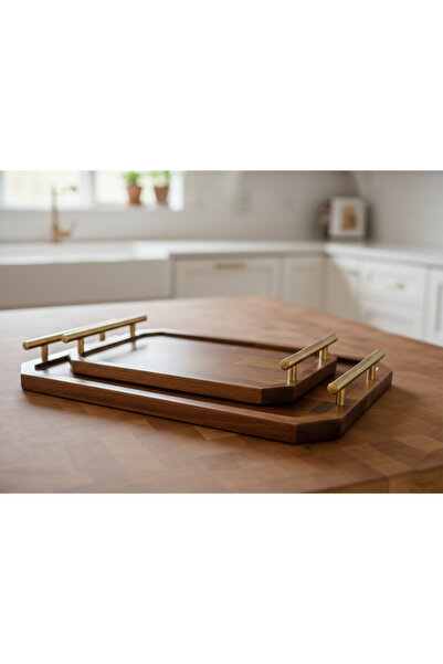 Decoplay Ahşap Kahvaltı ve Servis Tepsisi 2’li Set-Çeyizlik Çay Kahve Servis ...
