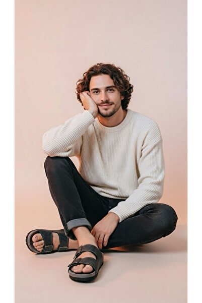 GEZER Naturela Comfort Men's Summer Comfortable Sole Faux Leather Buckle Adju...