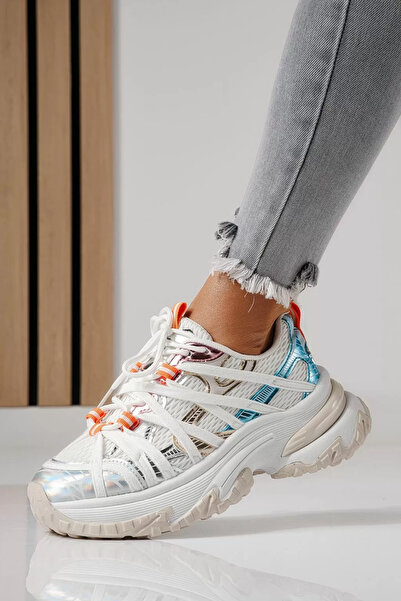 Zaira Adidasi dama albi din material textil Jullya #24128 - 41