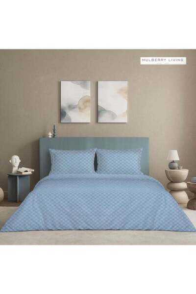 MULBERRY LIVING 100% Cotton -300 TC Urban Grid 4 Piece Duvet Set
