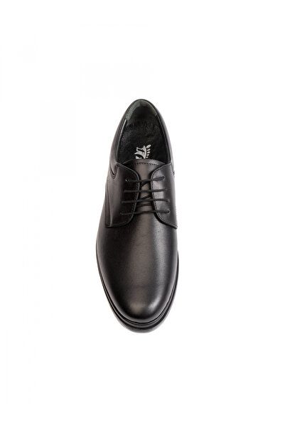 Evanto Shoes Pantofi de piele pentru bărbați All Black Textured Derby