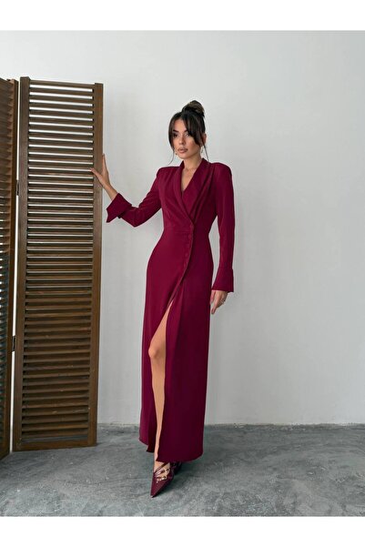 EtikaOnline Yırtmaçlı Düğme Detay Ceket Elbise