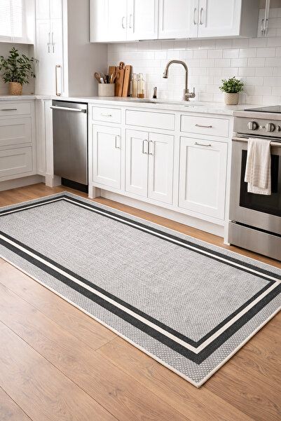 Decomia Home Dijital Kaymaz Yıkanabilir Sisal Görünümlü Mutfak Halısı Salon H...