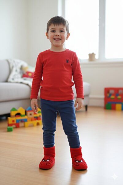 Deniz Terlik Boys' Plush Soft Spider-Man House Boots