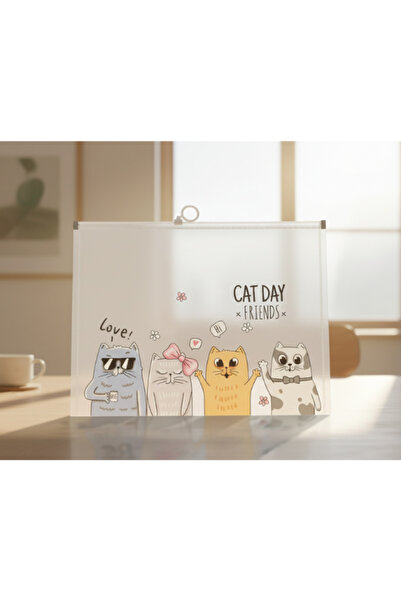 Dörtel Tedarik A4 File with Cat Design 1892