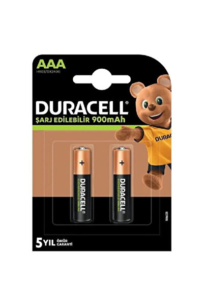 Duracell HR03/DX2400 Şarjlı 900 mAh 2'li AAA İnce Kalem Pil