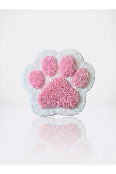 Babi Collection Sevimli Kedi Patisi Figürlü Yumuşak Paspas Halı - Pembe Beyaz...