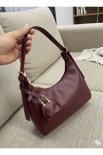 Madame Black Women's Faux Leather Shoulder Bag with Strap Buckle Detail Mini ...