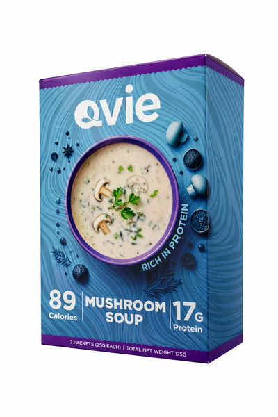 q vie QVIE HIGH-PROTEIN MUSHROOM SOUP 7 X 25g