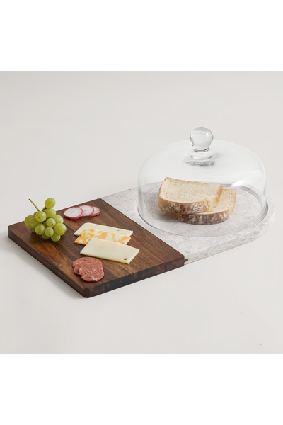 Alberto marble, acacia wood cheese platter, white 45*26*17cm