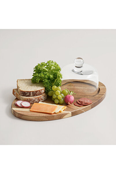 Alberto acacia wood cheese board with glass dome 40*24.5*16.3cm