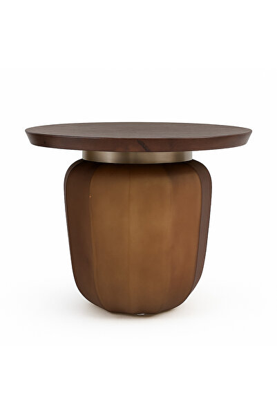 homez طاولة جانبية خشبية 49 × 46 سم، بني