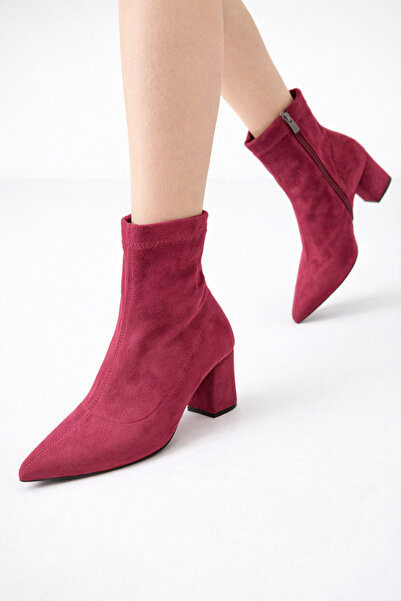 defile ayakkabi Woman's Burgundy Suede Boot