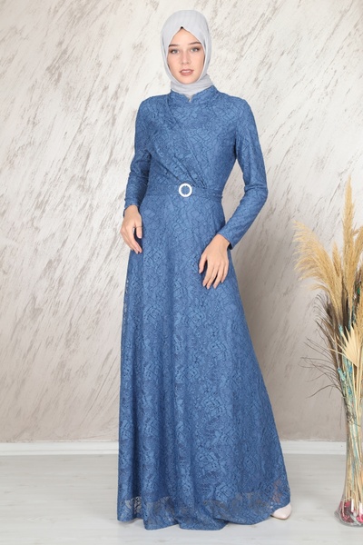 İbrahim Burak Etiler Collection Ahunisa Tanem فستان سهرة نيلي 6525