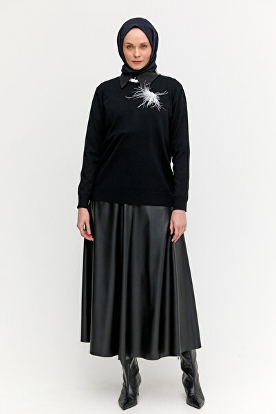 Setrms Otriş Taş Broşlu Fistolu Triko Bluz