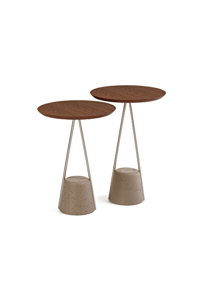 homez lilly side table with concrete base, walnut 40*40*55 cm
