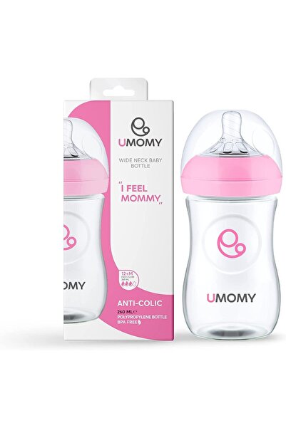 Umomy Newborn Baby Bottle | Wide Neck 260ml | Slow Flow Silicone Teat | BPA-F...
