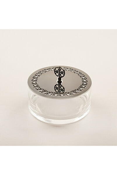 Dallaty وعاء تمر زجاجي وستانلس ستيل من مجموعة القيروان، فضي