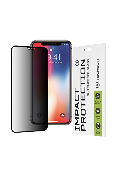 Techsuit iPhone X, iPhone 10 111D Privacy Full Glue Glass Film, black