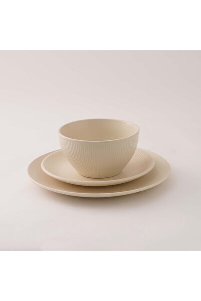 LA MESA 18pcs embossed porcelain dinner set, white