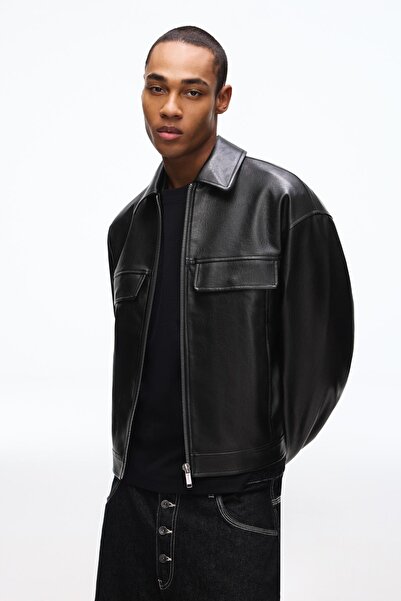 Bershka Boxy fit suni deri ceket