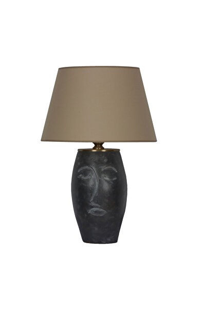 MOENAStudio Black Ab Lace-Like Knit Ceramic Table Lamp with Face Figure-Beige...