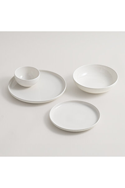 LA MESA porcelain 16pcs dinner set white ribbed