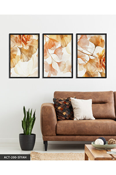 Evinemoda Trandafir cu aspect de acuarelă, tablou înrămat pe lemn din 3 piese...