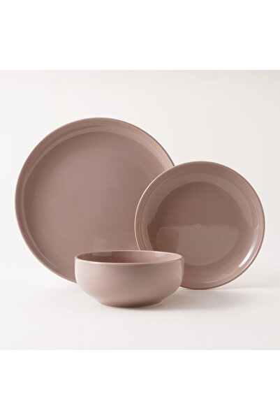 LA MESA 12pce stoneware dinner set, brown