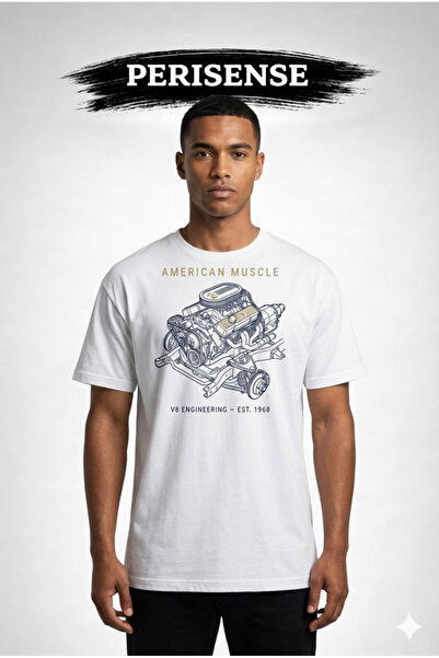 PERISENSE Tricou unisex oversize din bumbac pieptănat premium, cu imprimeu BL...