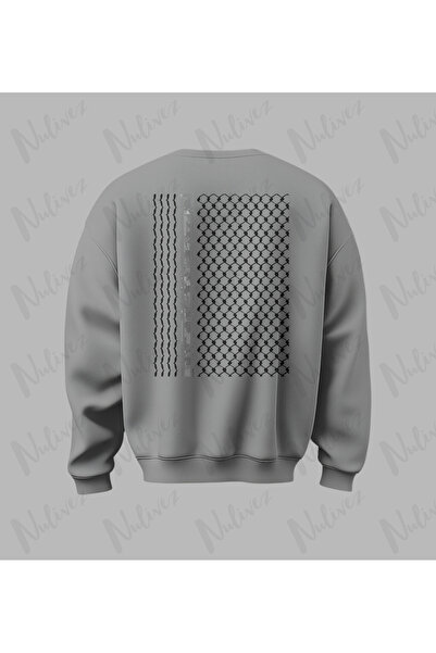 Nulivez Palestine Design Back Printed High Quality Unisex Oversized O Neck Sw...