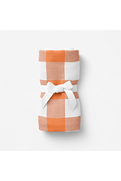 itsybitsy Bird of Life Orange Check, Muslin Baby Blanket, 100X100 cm