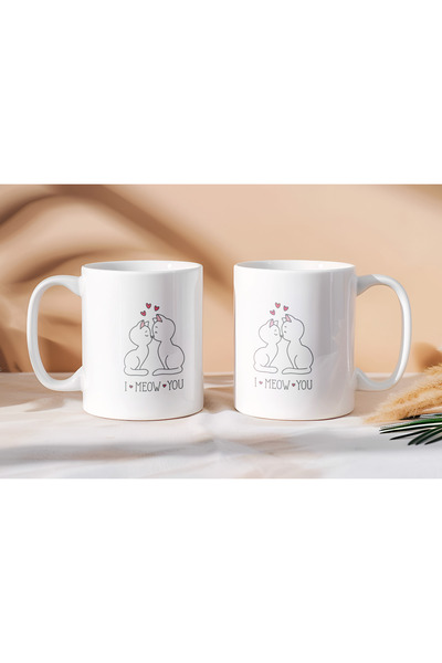 Beramussa Two Mugs – Double I Meow You Cat Design Mugs – Gift for Lover