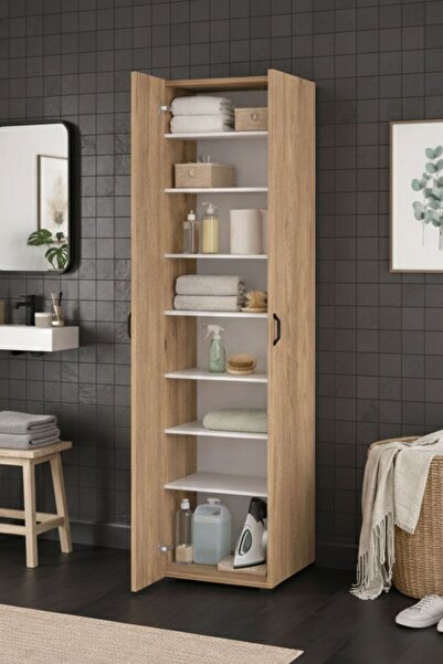 Ceramical DLS4 Çok Amaçlı Dolap, 8 Raflı 2 Kapaklı, Mutfak Dolabı, Banyo Dola...