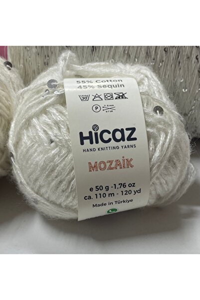 HİCAZ YARN MOHER İRİ PULLU Beyaz RENK ÇANTA /Örgü İpi YUMAKLAR 50X 2=100 GR