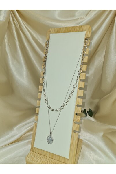 ZEYM COLLECTION Silver Color Two Layered Locket Necklace – Women's Necklace