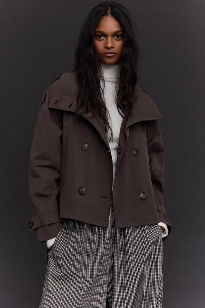 Bershka Huni yakalı trençkot ceket