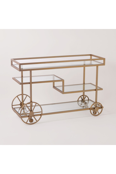 homez عربة مشروبات معدنية وزجاجية، لون أسود لامع، 120*40*80