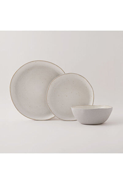 LA MESA 12Pcs Porcelain Dinner Set, Grey