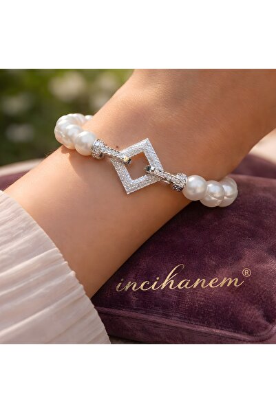 incihanem LİNER GERÇEK İNCİ BİLEKLİK 925 AYAR GÜMÜŞ KLİPS (BİLEK ÖLÇÜNÜZE GÖR...