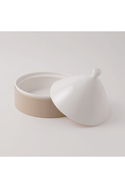 LA MESA Porcelain Tagine With Beige Leather Coat, White, 9.5"