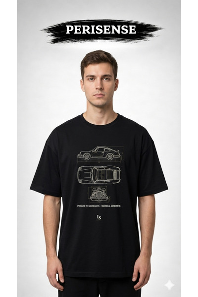 YRN COLLECTION Tricou oversize unisex din bumbac pieptănat premium, cu imprim...