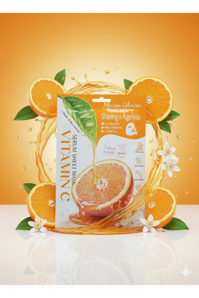 MAISON GLOWEN قناع ورقي بخلاصة البرتقال 100% - قناع مغذي بفيتامين سي الطبيعي