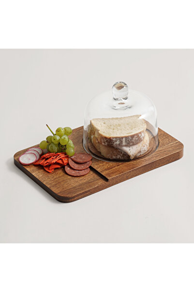 Alberto acacia wood cheese board with glass dome 30*19.8*16.5cm