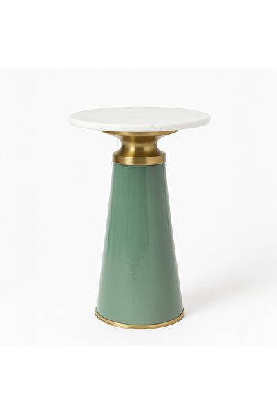 homez طاولة قهوة زجاجية بسطح رخامي 30 × 51 سم، لون أخضر