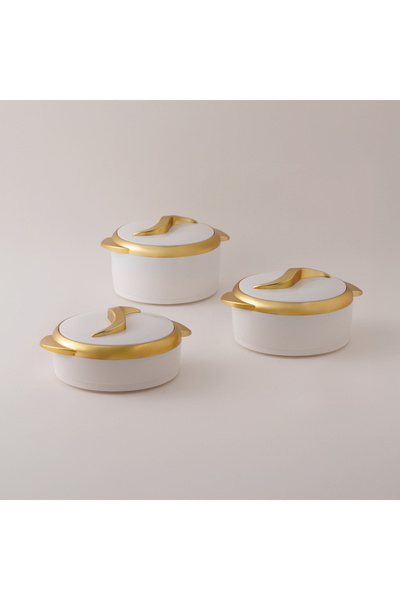 Alberto Stainless Steel Hotpots 3Pcs, White And Gold